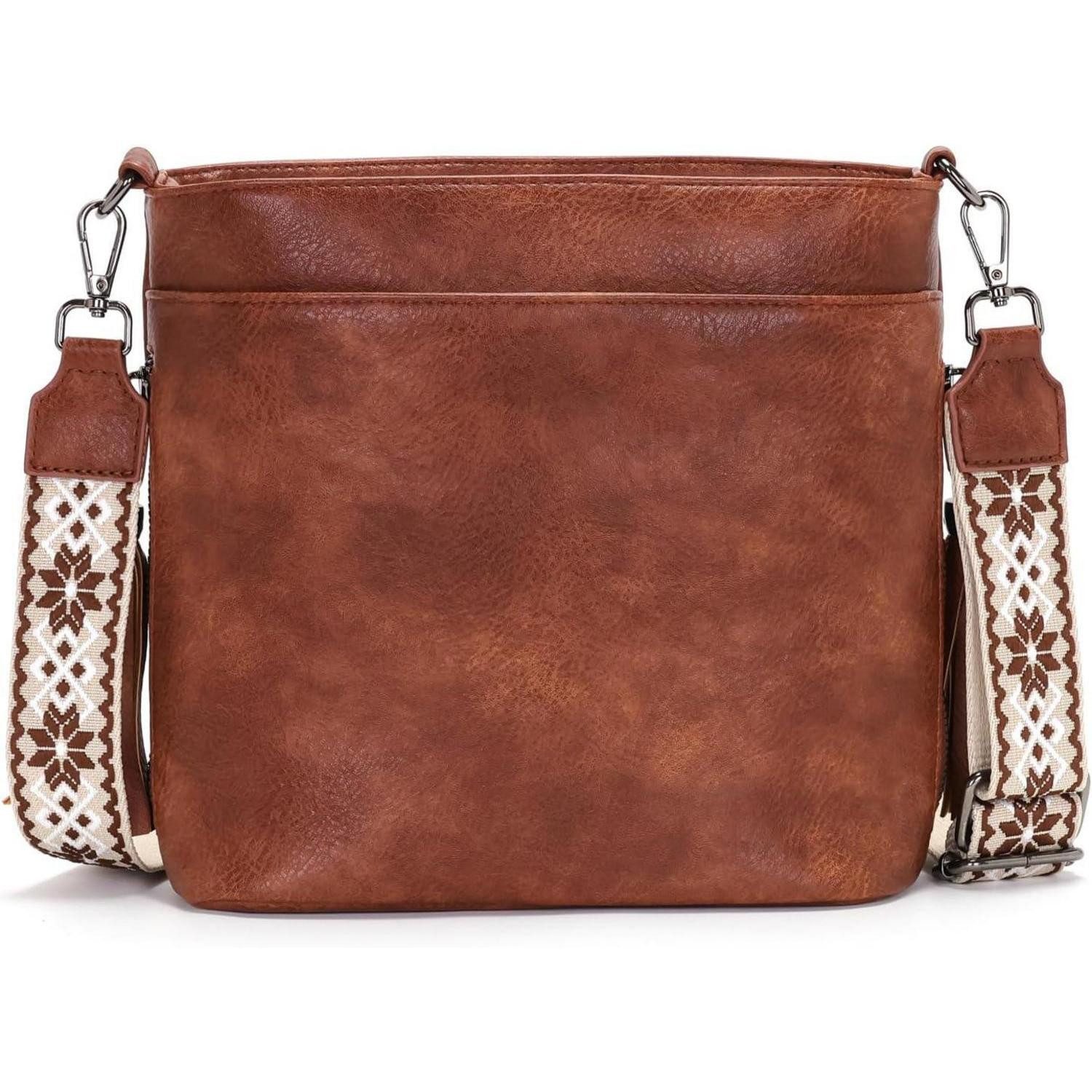 LuxusKollektion Umhängetasche Umhängetasche Damen Mittelgroß Crossbody Leder PU A-braun