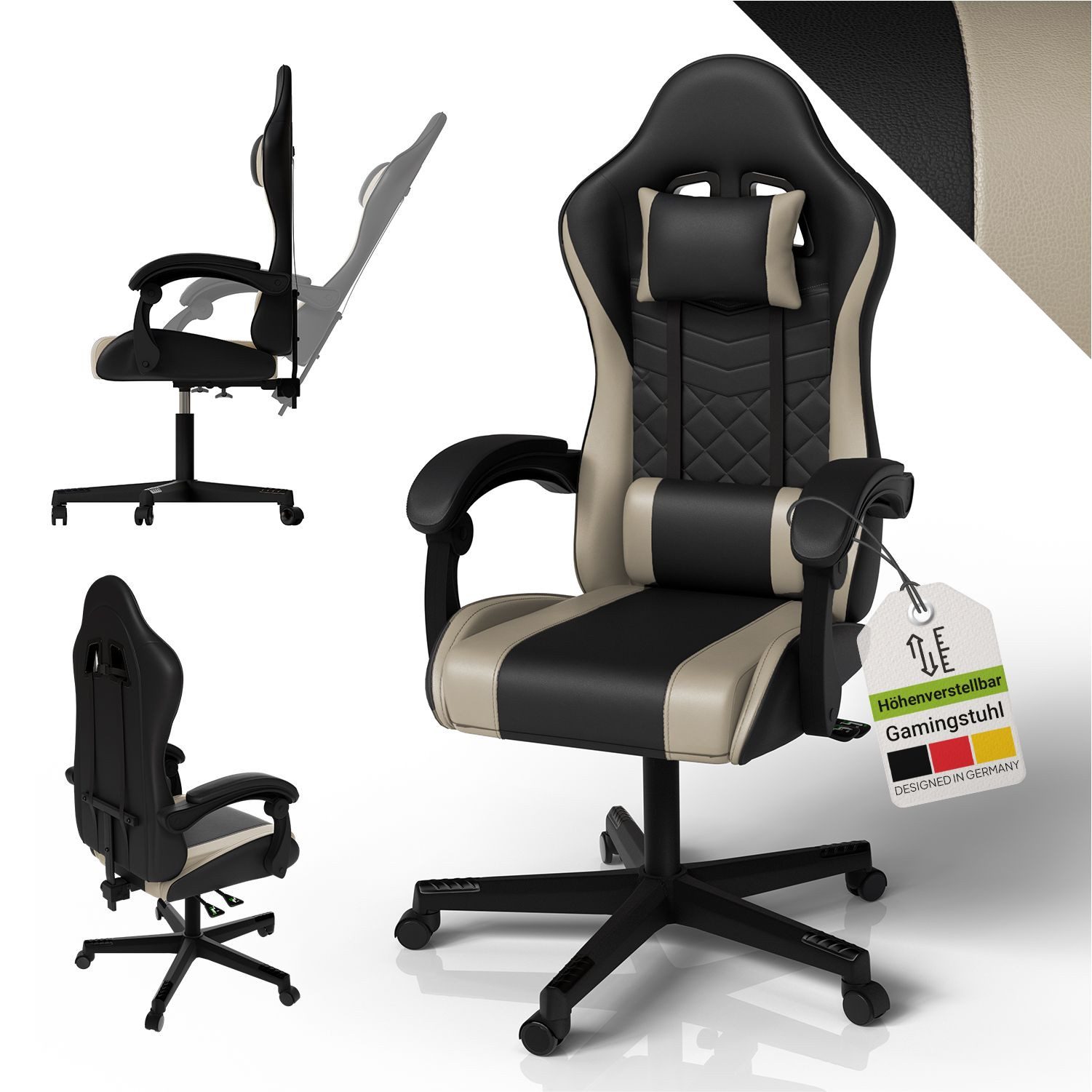 Juskys Gaming-Stuhl HyperSeat, Verstellbare Rückenlehne, robuste Konstrukti günstig online kaufen