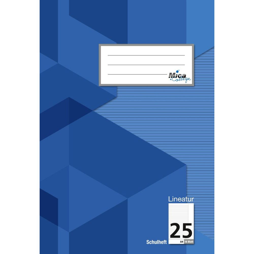 MICA Schulheft Schulheft A4 - Lineatur 25 - liniert mit Rand - 16 Blatt