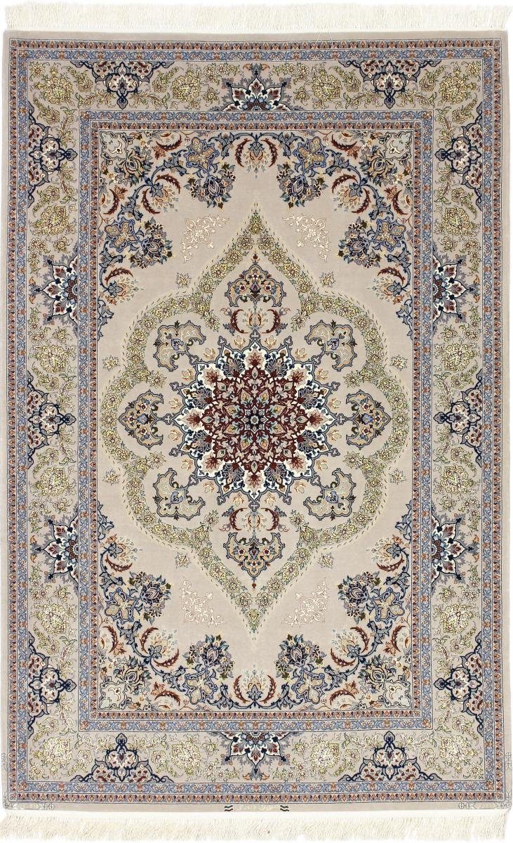 Orientteppich Isfahan Signiert Seidenkette 128x201 Handgeknüpfter Orientteppich, Nain Trading, rechteckig, Höhe: 6 mm