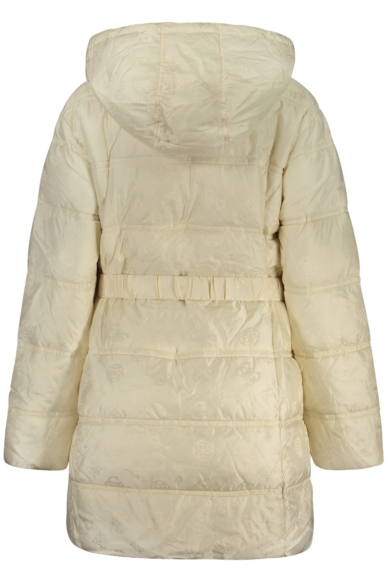 GUESS JEANS Outdoorjacke Damenmantel Beige: Langer, Wasserabweisender Mantel mit Kapuze und Gü