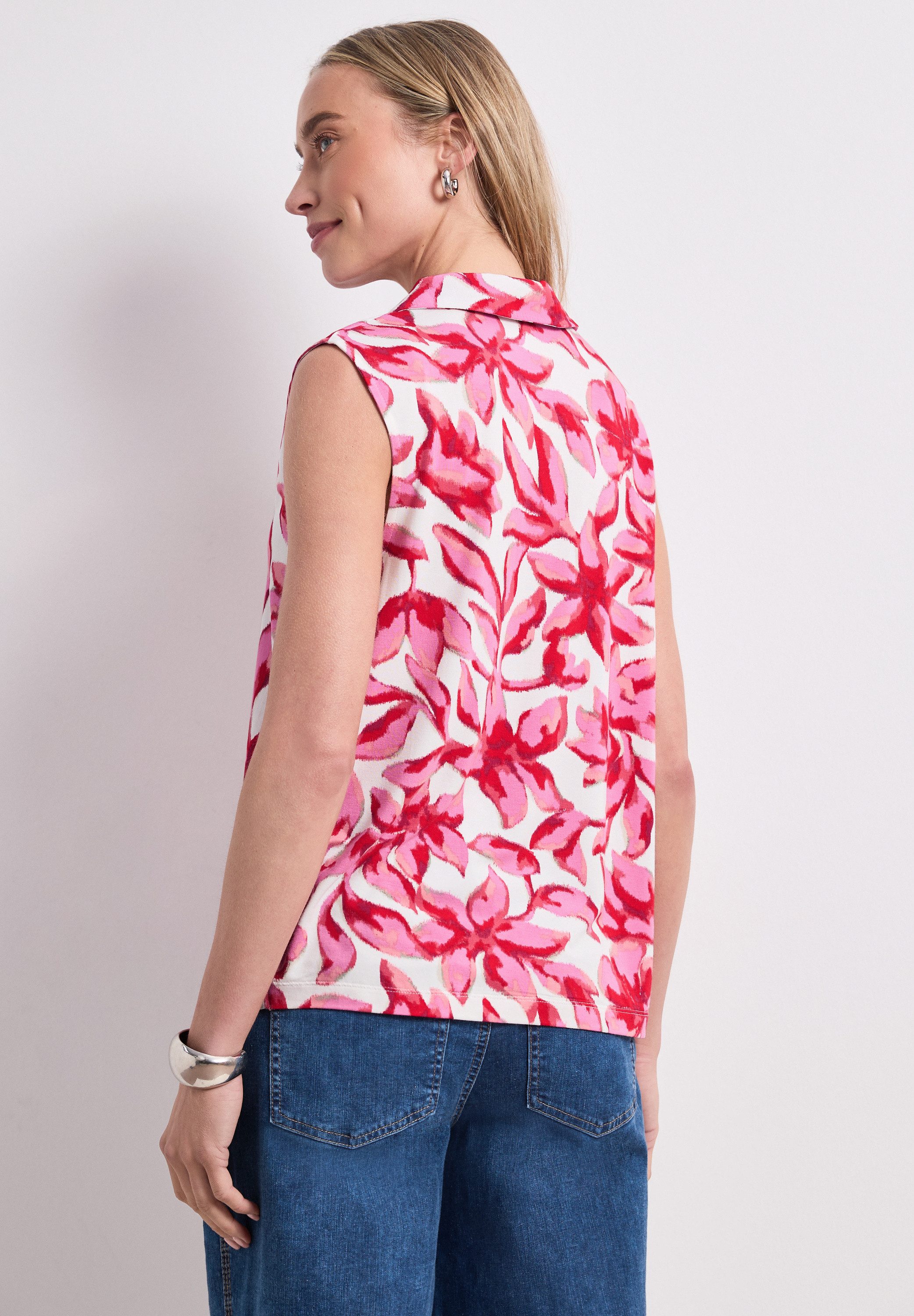 STREET ONE Shirttop Sommertop mit Kragen und floralem Allover-Print