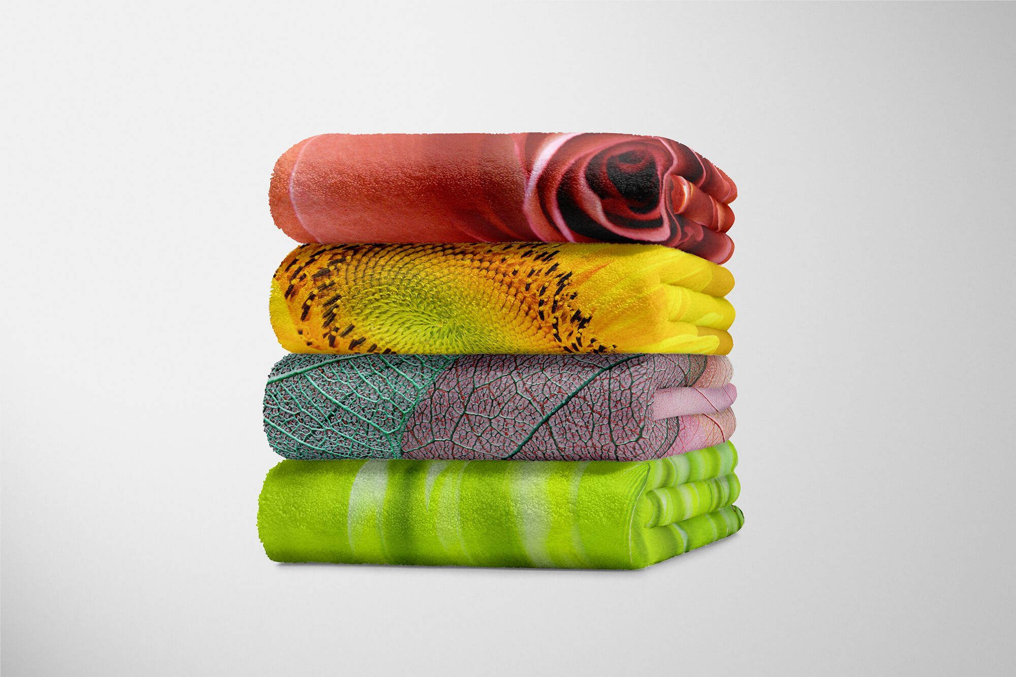 Kuscheldecke Fotokunst Art Baumwolle-Polyester-Mix Handtuch Sinus Saunatuch Handtücher Handtuch (1-St), Blätter, Strandhandtuch mit Fotomotiv