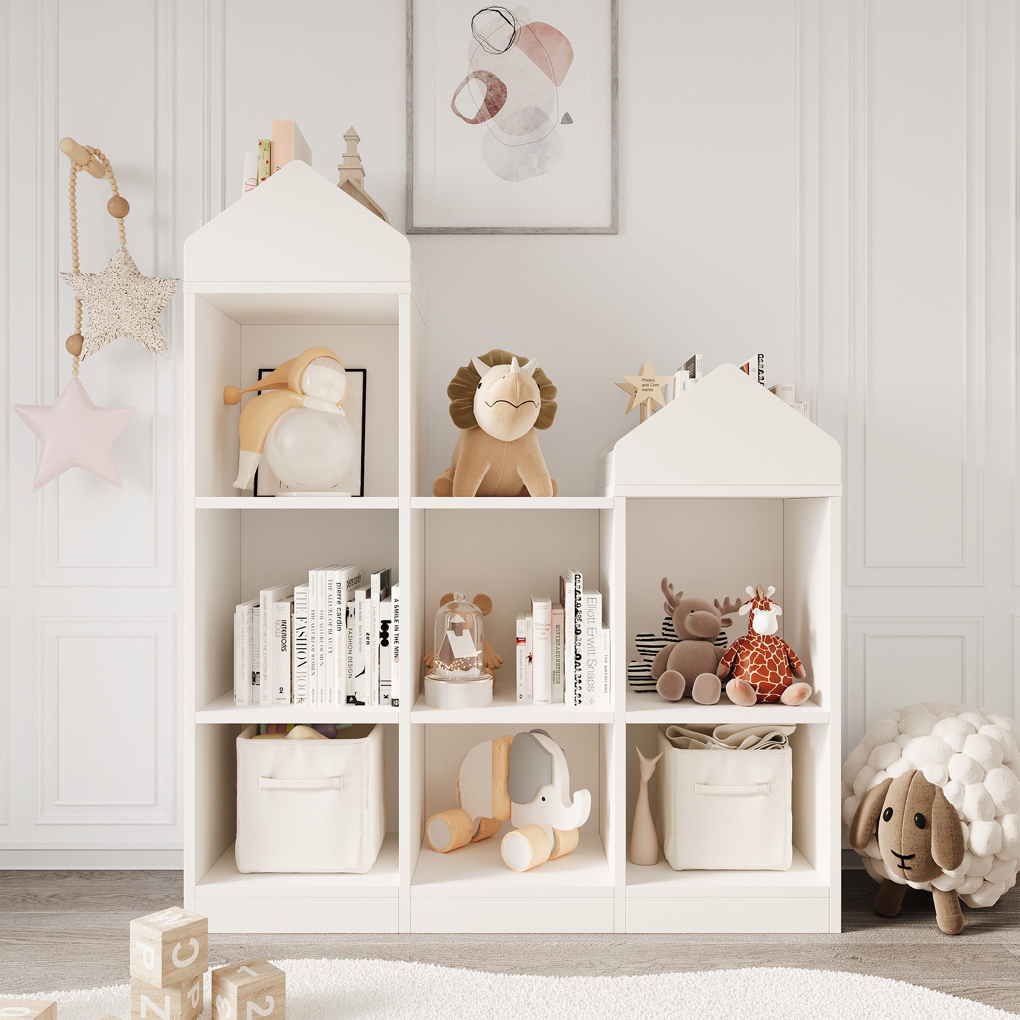 GarveeMore Kinderregal Kinder Bücherregal 7-Cubby Spielzeug günstig online kaufen