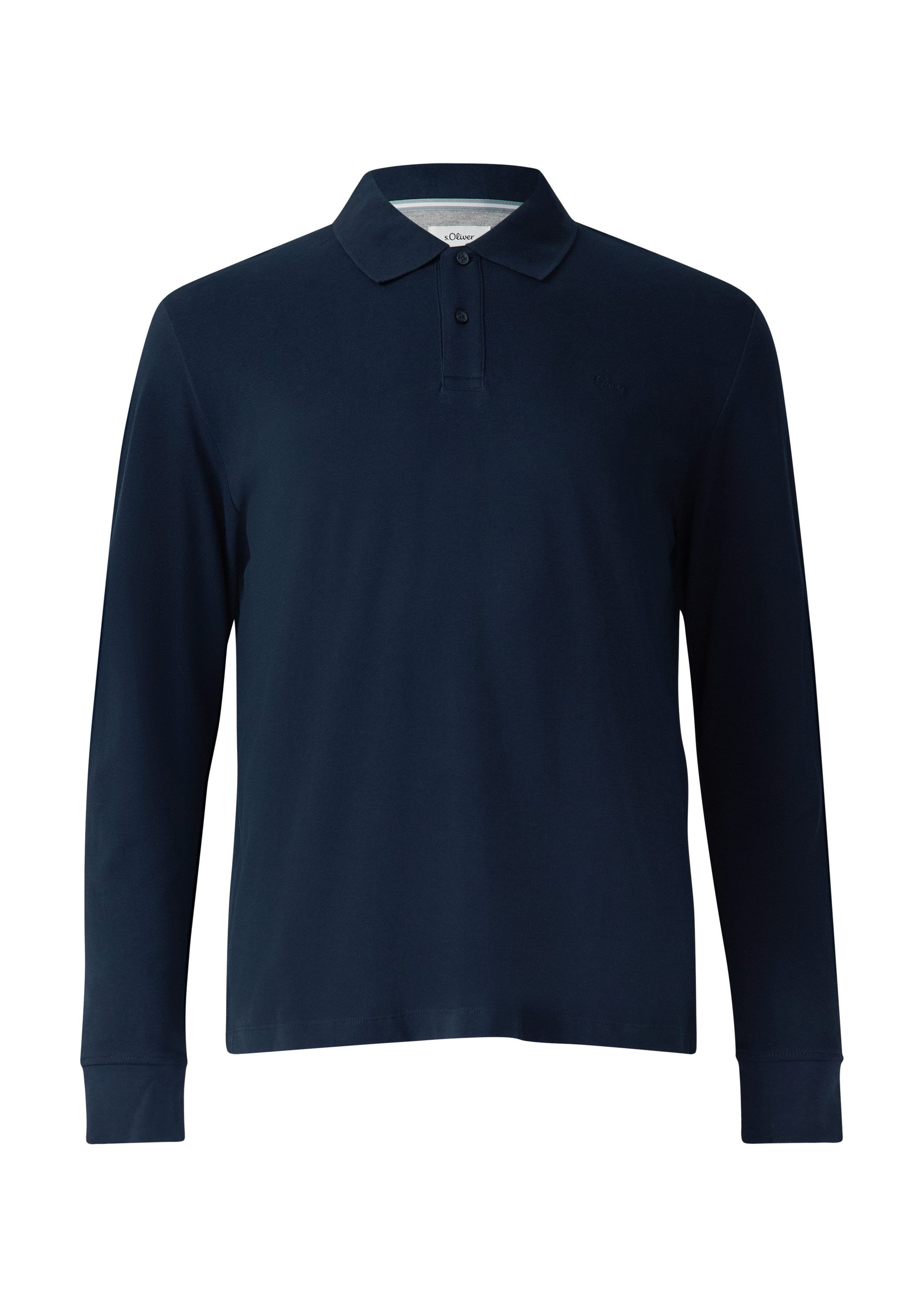 s.Oliver Langarmshirt Polo-Shirt Langarm-Poloshirt aus Baumwoll-Piqué mit Bündchen