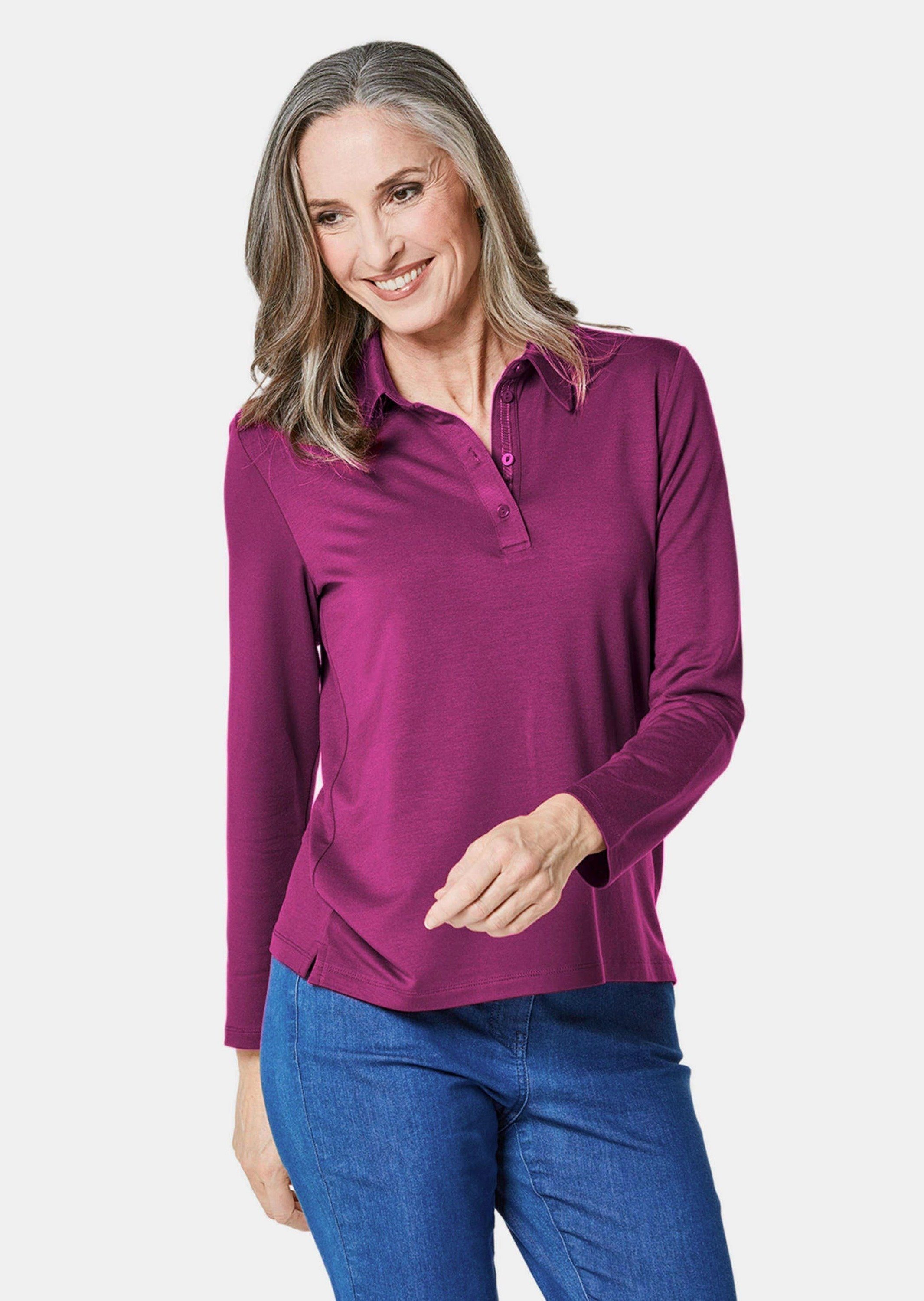 GOLDNER Poloshirt Langarm Poloshirt mit Schmuckband günstig online kaufen