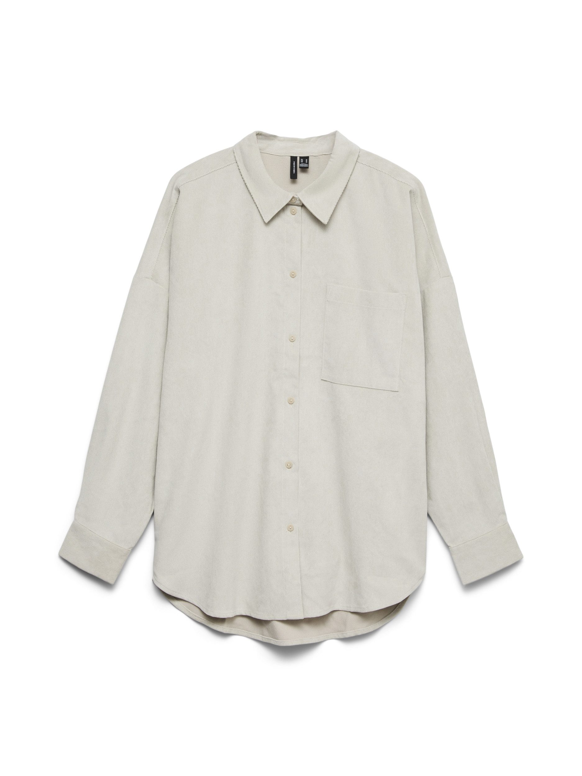 Vero Moda Blusenshirt VMSANNE COURDEROY LS SHIRT WVN NOOS 195780 Pumice Stone