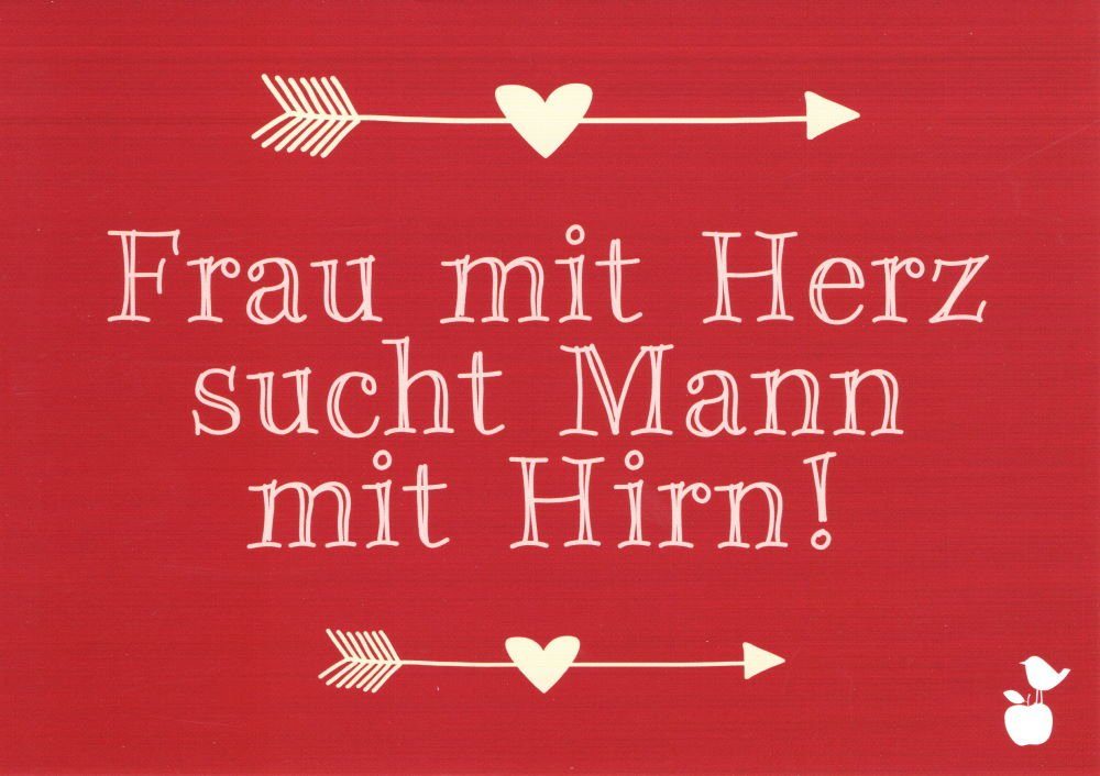 Postkarte "Frau mit Herz sucht Mann mit Hirn!"