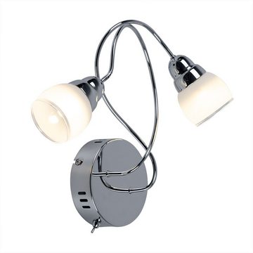 etc-shop LED Wandleuchte, LED-Leuchtmittel fest verbaut, Warmweiß, Wandlampe Wandleuchte Spotlampe 2 flammig Glas Chrom LED B 29 cm