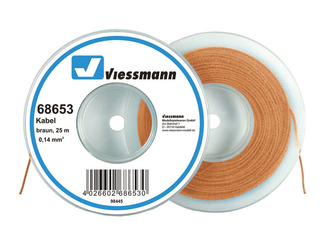 Viessmann Modelleisenbahn-Stecker Viessmann 68653 Kabel auf Abrollspule 0,14 mm², braun, 25 m