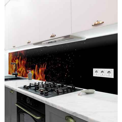 MyMaxxi Dekorationsfolie Küchenrückwand Feuer selbstklebend Spritzschutz Folie