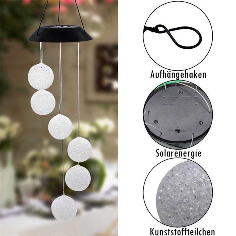 iscooter LED Color Light LED Spinner Solarleuchte Solar Chime Spiral, Gartendeko integriert, Wind Kugeln, LED Solarlampe Light Chime Garden mit Spiral fest LED Wind Solar Changing 6 Lamp Solar Windspiel