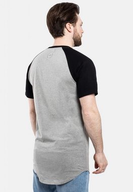 Blackskies T-Shirt Round Baseball Kurzarm Longshirt T-Shirt Grau-Schwarz Medium