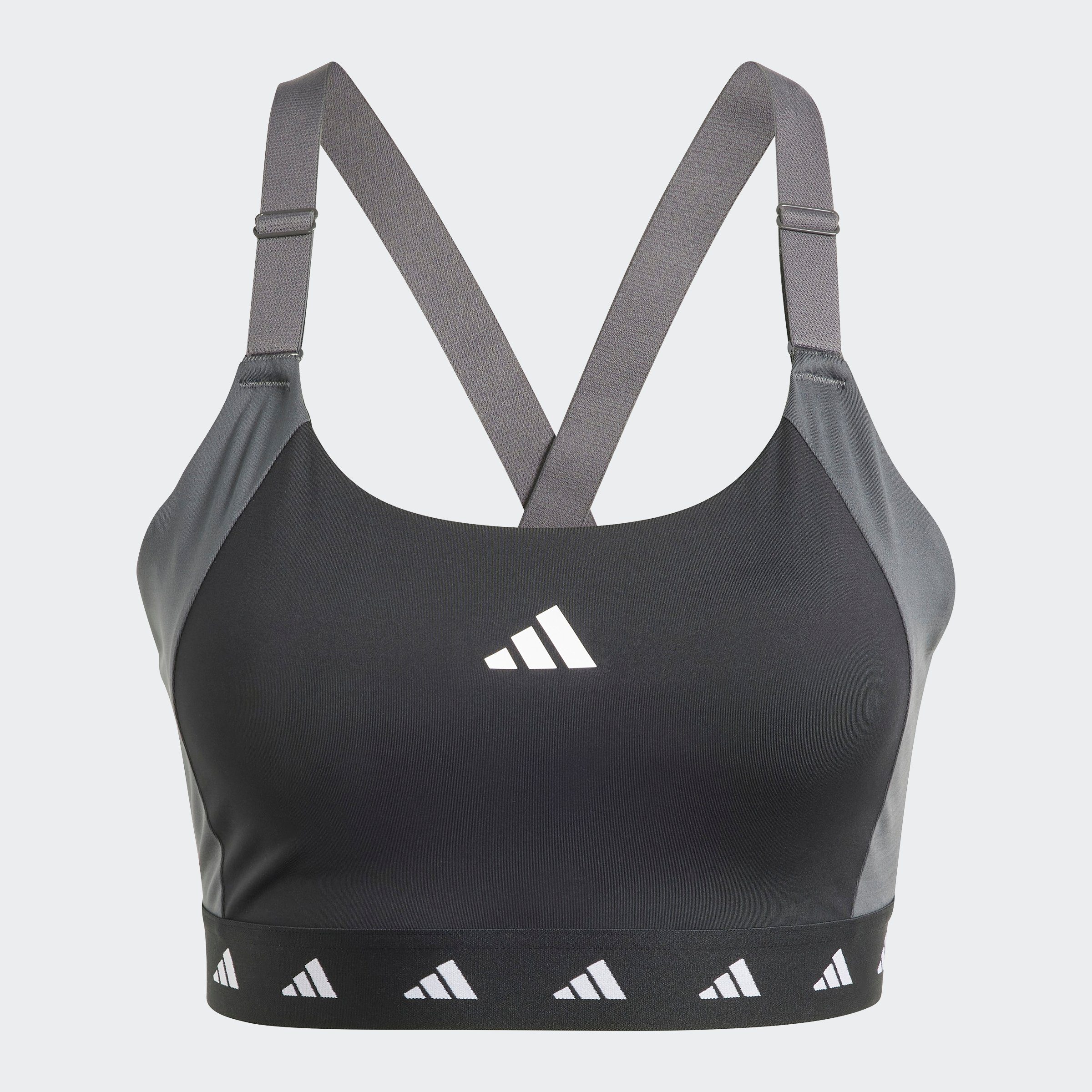 Grey COLOURBLOCK White Black TECHFIT Sport-BH POWERIMPACT Six / (1-tlg) MEDIUM-SUPPORT / adidas TRAINING Performance