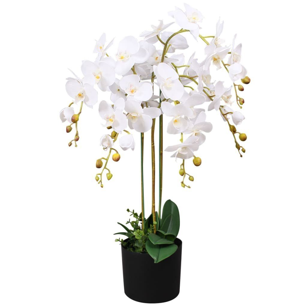Kunstpflanze Künstliche Orchidee mit Topf 75 cm Weiß, furnicato, Höhe 75 cm