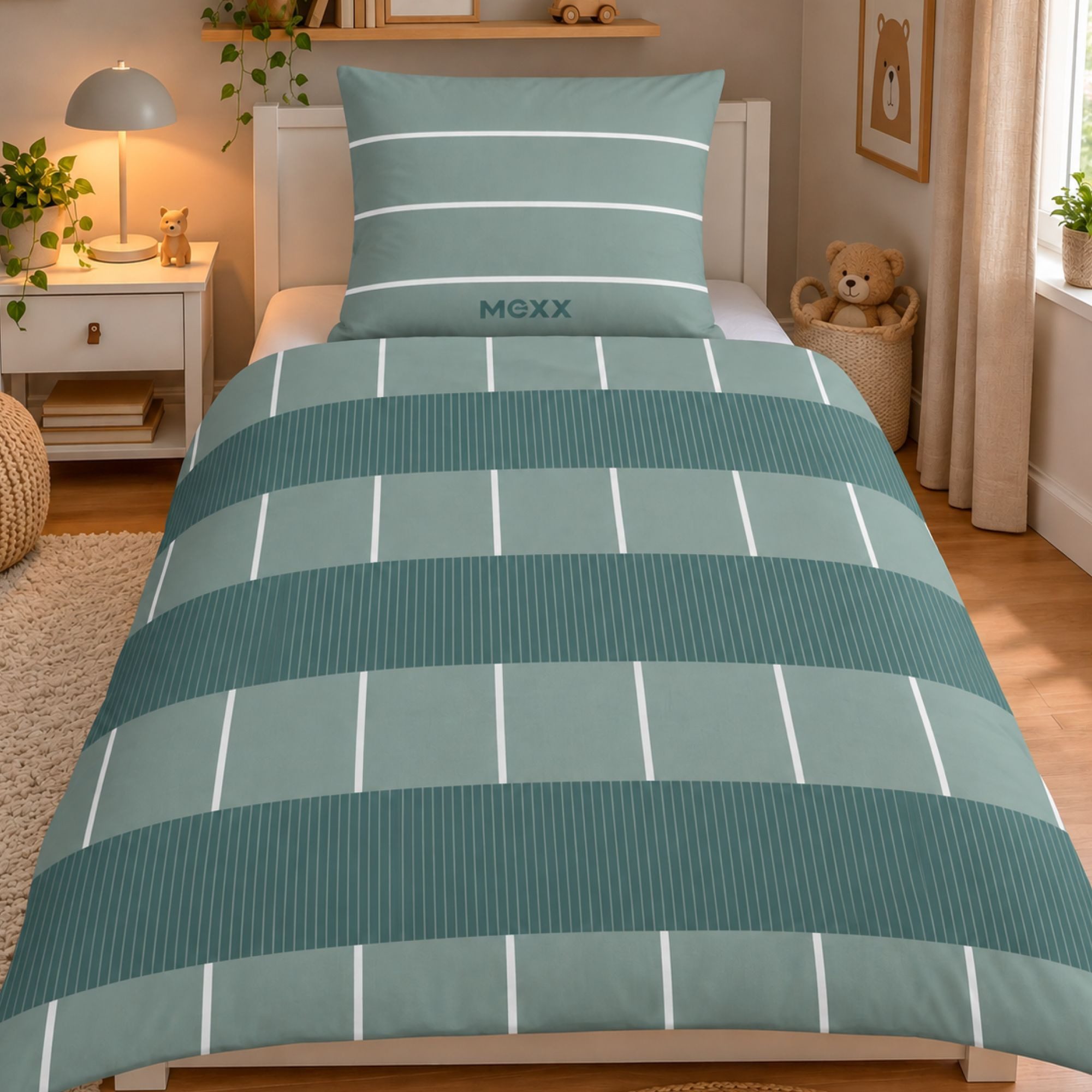 Mexx Bettwäsche Set 2-teilig 135x200 80x80 cm aus 100% Baumwolle im zeitlosen Design, Renforcé, 2 teilig, mit YKK-Reißverschluss, Bettbezug