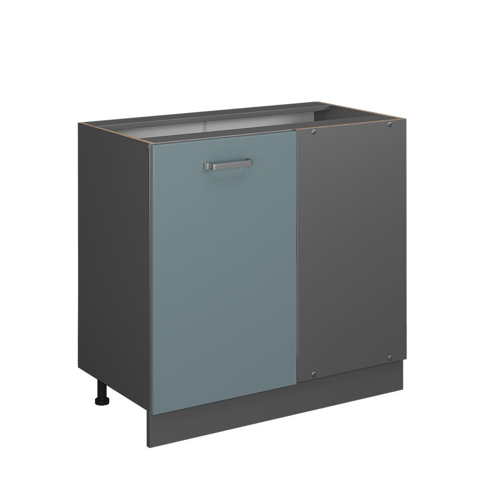 Vicco Eckunterschrank R-Line Blau-Grau/Anthrazit 86 cm ohne Arbeitsplatte günstig online kaufen