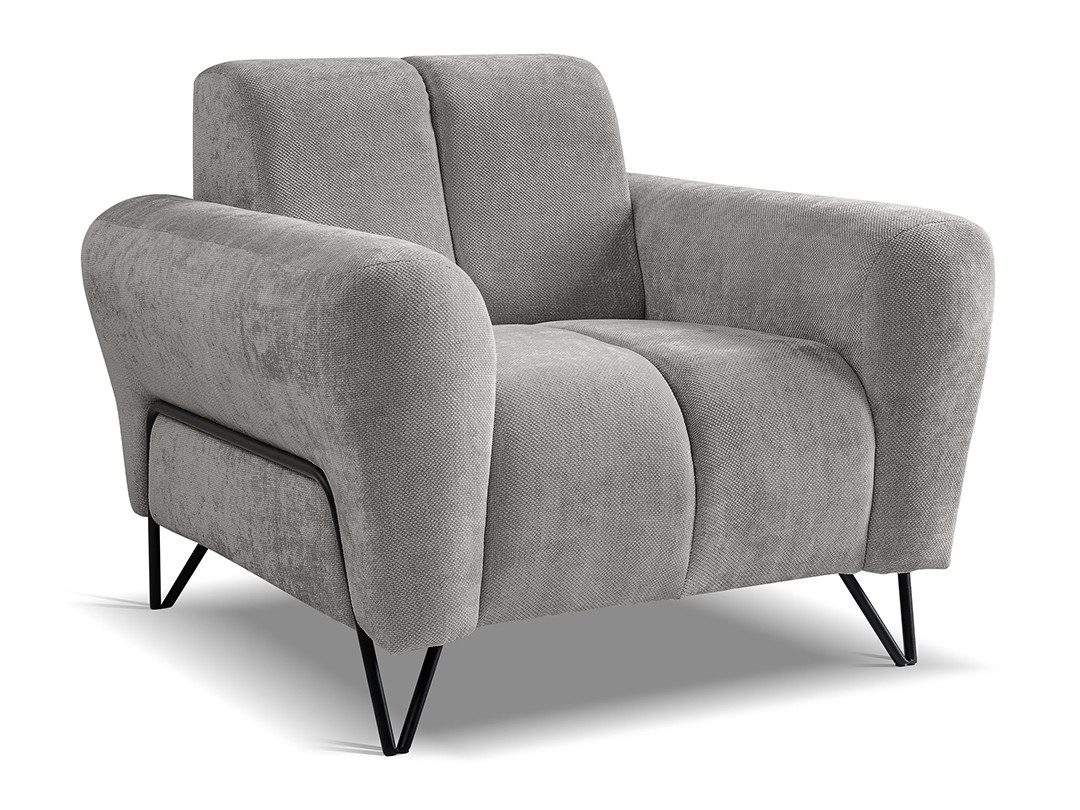 Beautysofa Sessel mit Metallbeine in Schwarz VOLARE (modernes Design, Rücken mit Hauptstoff), viele Farbvarianten, auch im Set mit Sofas erhältlich