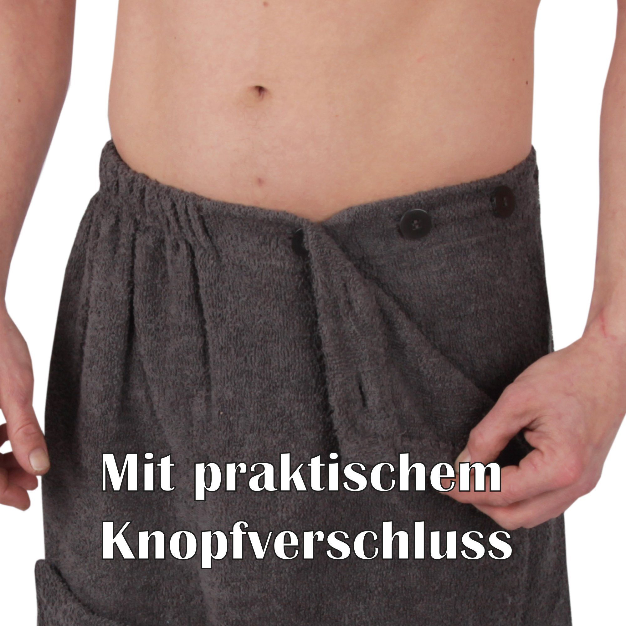 Baumwolle Kilt Anthrazit Knopfverschluss mit Kilt, Frottier Saunatuch und Bestlivings Sauna Gummbund (1-St),
