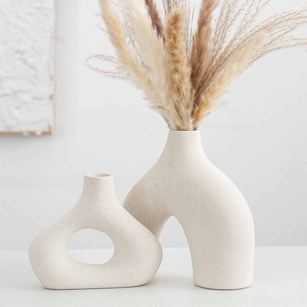 TUWENA Dekovase 2 Stück Keramik-Dekovase, Vase im Boho-Stil