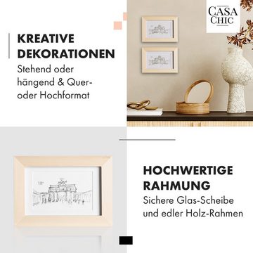 Casa Chic Bilderrahmen Edinburgh Bilderrahmen 3er-Set rechteckig 14 x 9 cm Fotos Passepartout Holz, (Set)