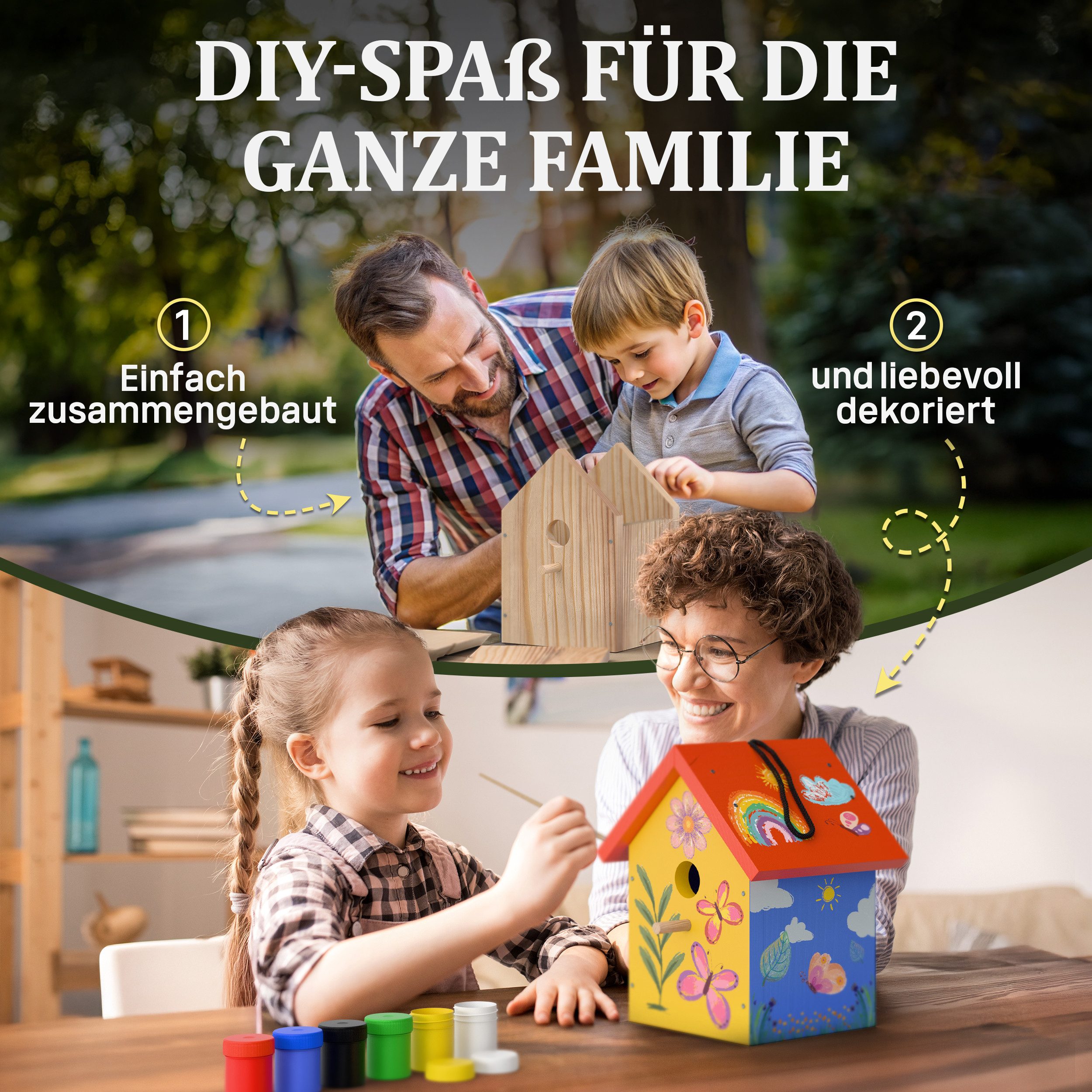 Eli Vogelhaus Bausatz für Kinder zum bemalen inkl. Vorlagen - 6 Farben - Pi günstig online kaufen