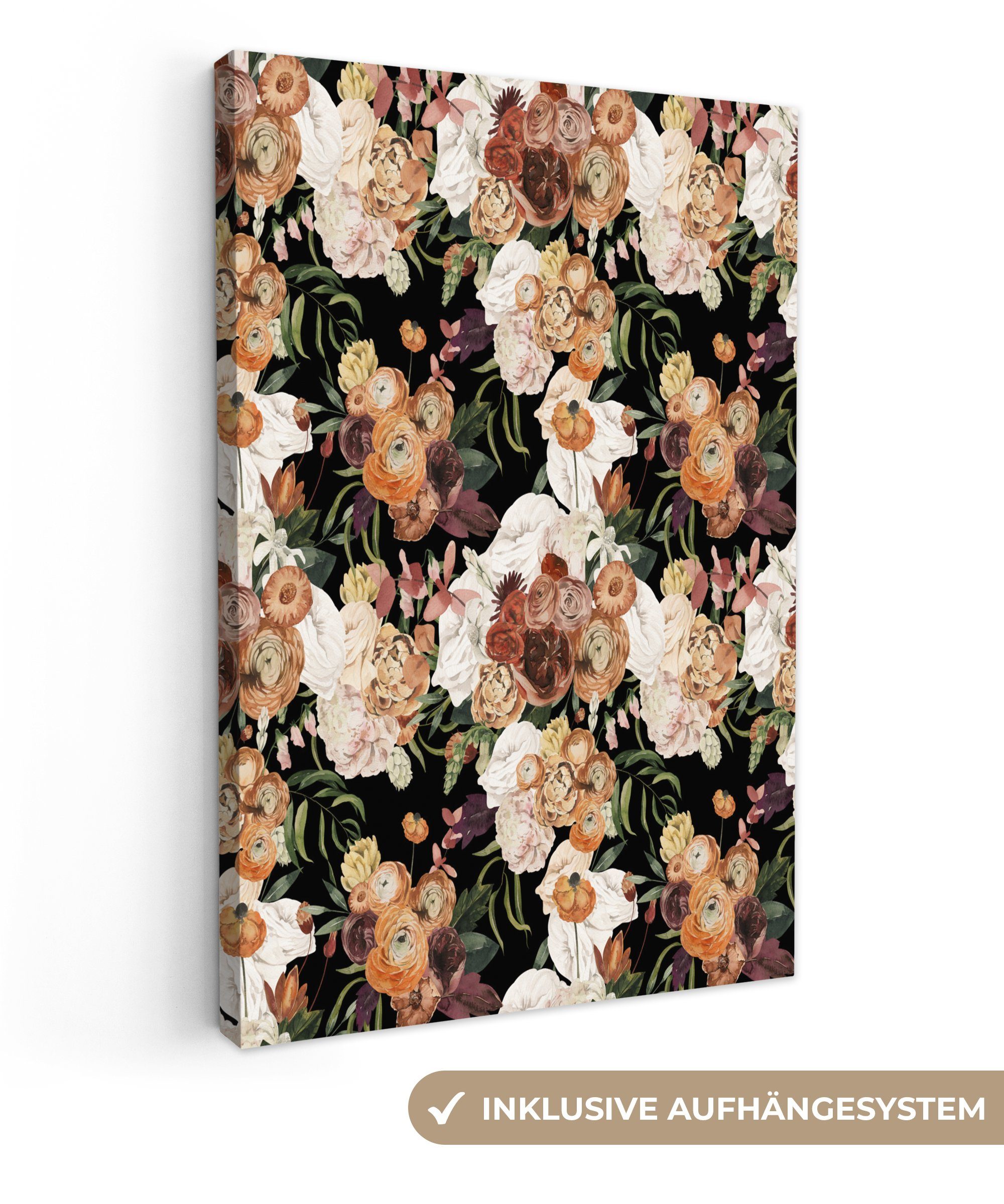 OneMillionCanvasses® Leinwandbild Blumen - Rosen - Pastell, (1 St), Leinwandbild fertig bespannt inkl. Zackenaufhänger, Gemälde, 20x30 cm