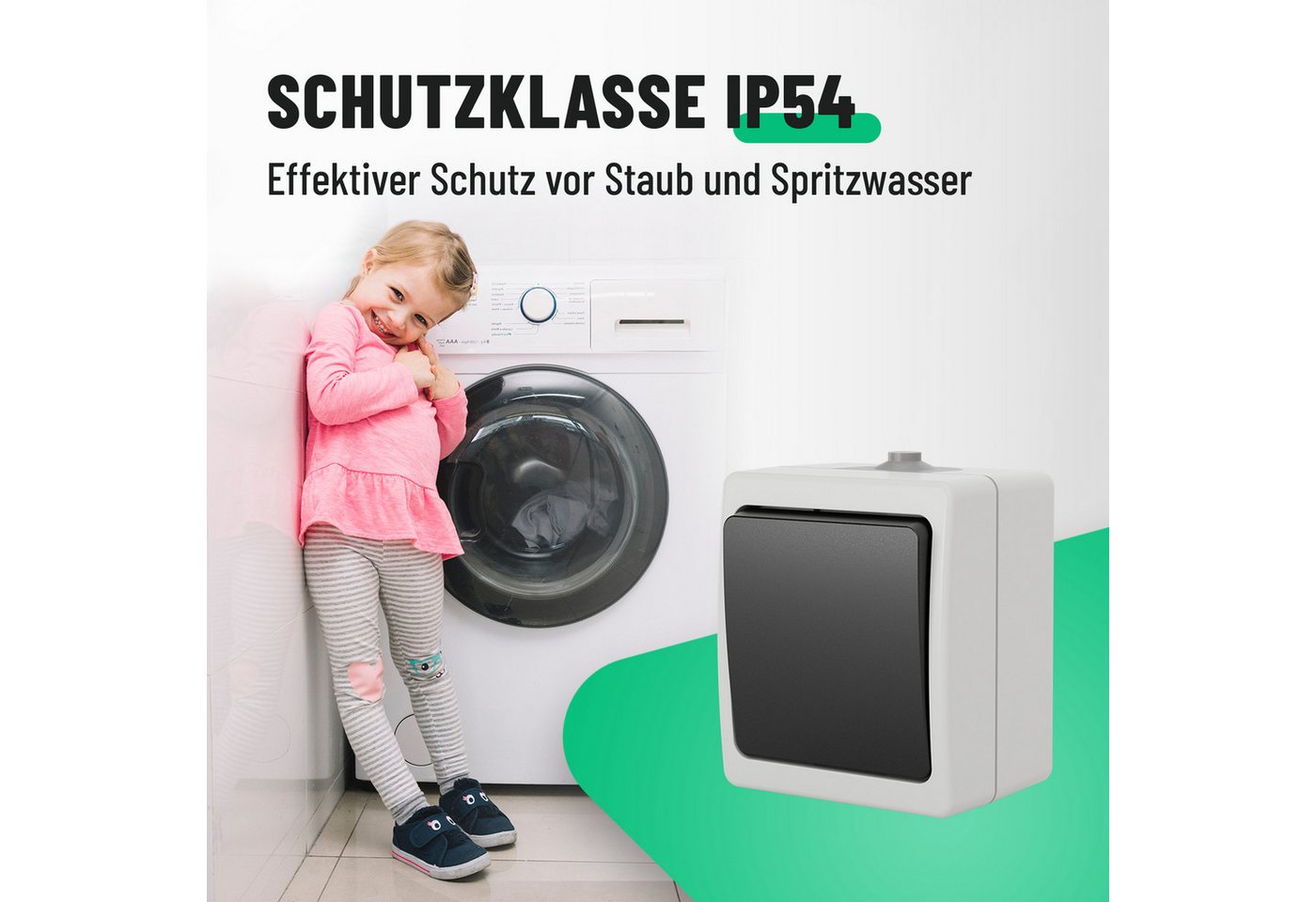 Thumbnail - ABSINA Lichtschalter 6x Aufputz Wechselschalter für Feuchtraum - 1fach Aufputz Schalter 10A (1-St)