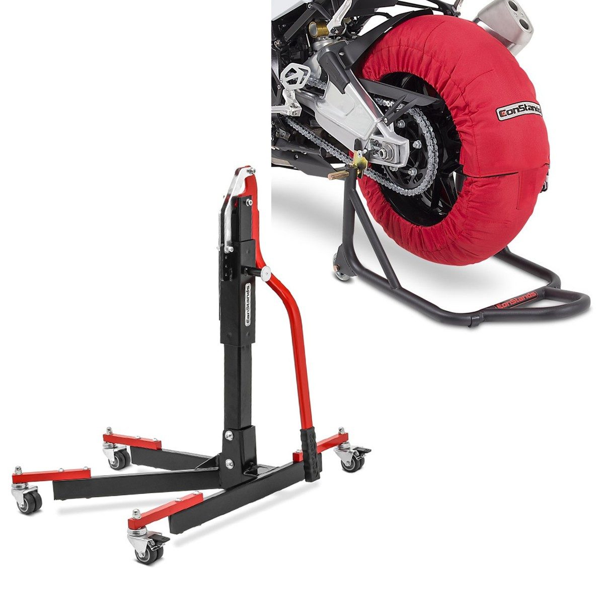 Motorradheber Set Reifenwärmer + Zentralständer S13