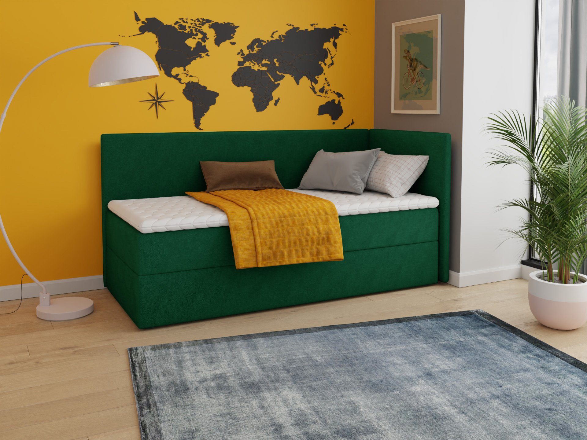 Sofnet Boxbett Flame (mit Bettkasten, Bonell-Matratze und Topper), Einzelbett, Polsterbett, Boxspringbett, Kinderbett, Jugendbett