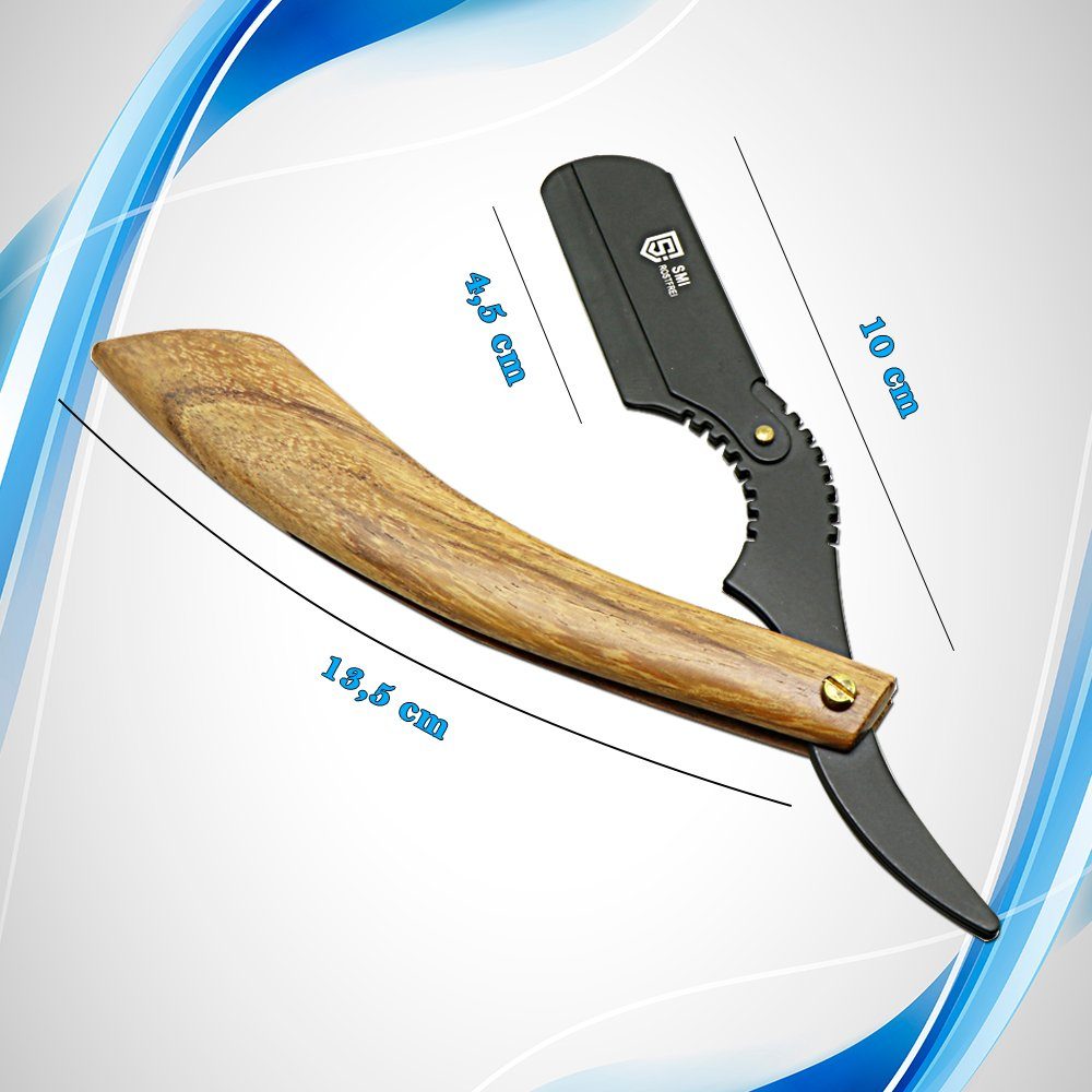 SMI Rasiermesser Holzgriff Rasiermesser Wechselklinge Bartrasierer mit 100 Klingen