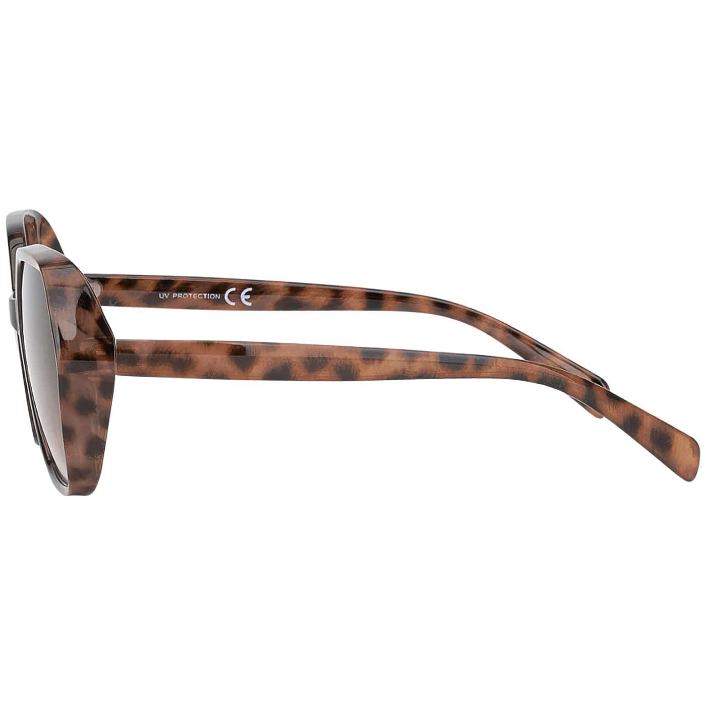 violetten (1-St) mit Damen Eyewear Sonnenbrille Sonnenbrille BEZLIT Schwarz-Leopard Große Designer Linsen