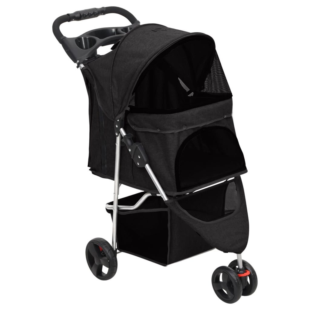 Thumbnail - vidaXL Fahrradhundeanhänger, Hundewagen Faltbar Schwarz 80x46x98 cm Oxford-Gewebe