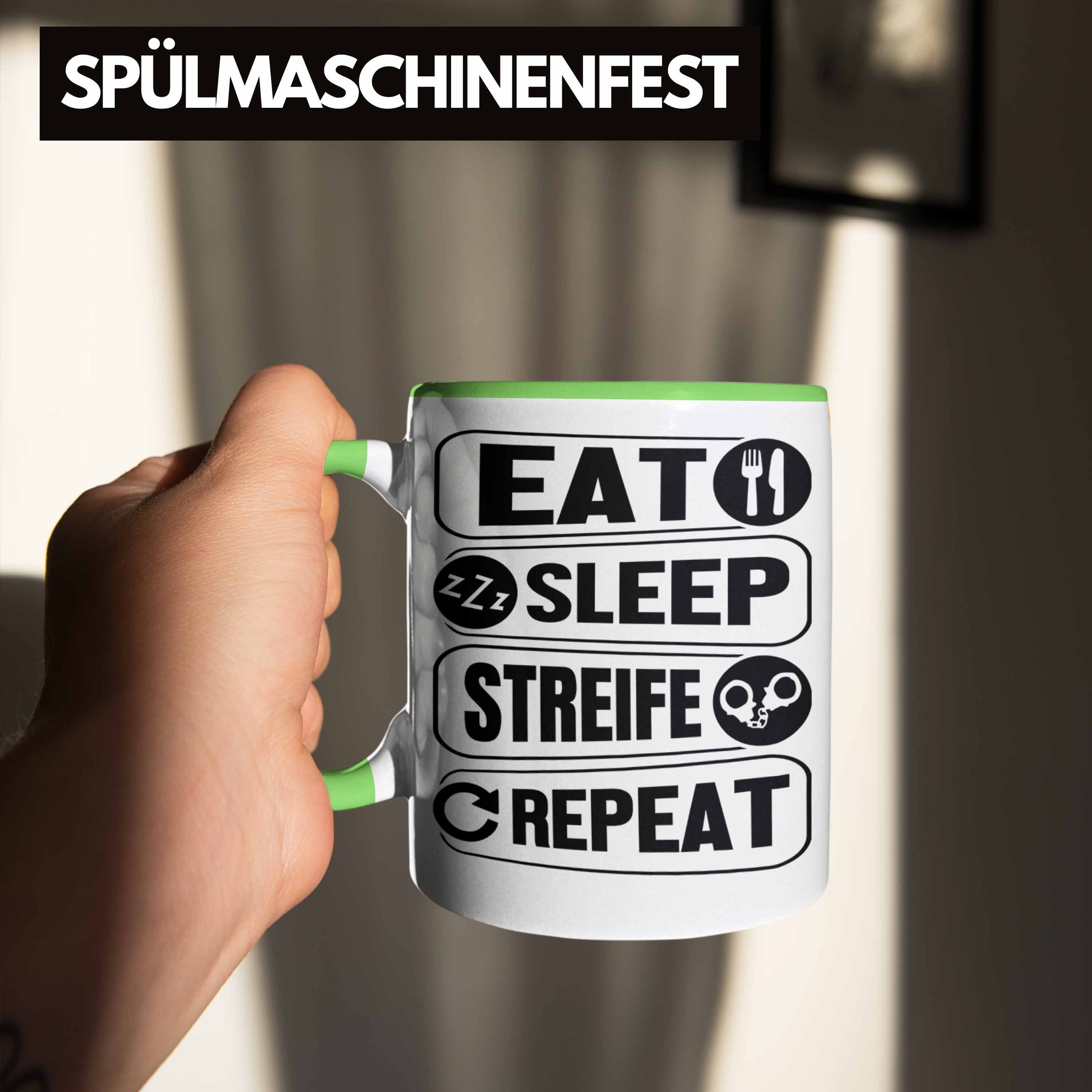 Eat Polizei Geschenk Tasse Sleep Streife Polizist Tasse Repeat Grün Geschenkidee Trendation