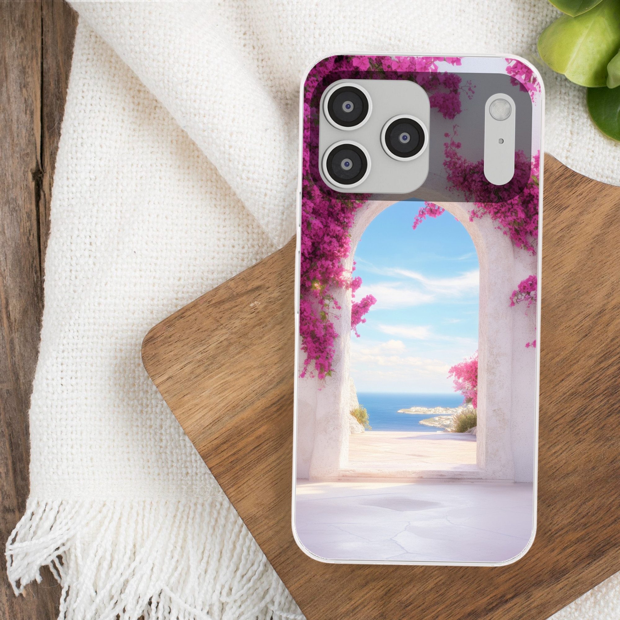 MuchoWow Handyhülle für Apple iPhone 17 Pro Max Meer - Rosa - Blumen - Tor, Smartphone-Bumper, Print, Handy Schutzhülle Dünn