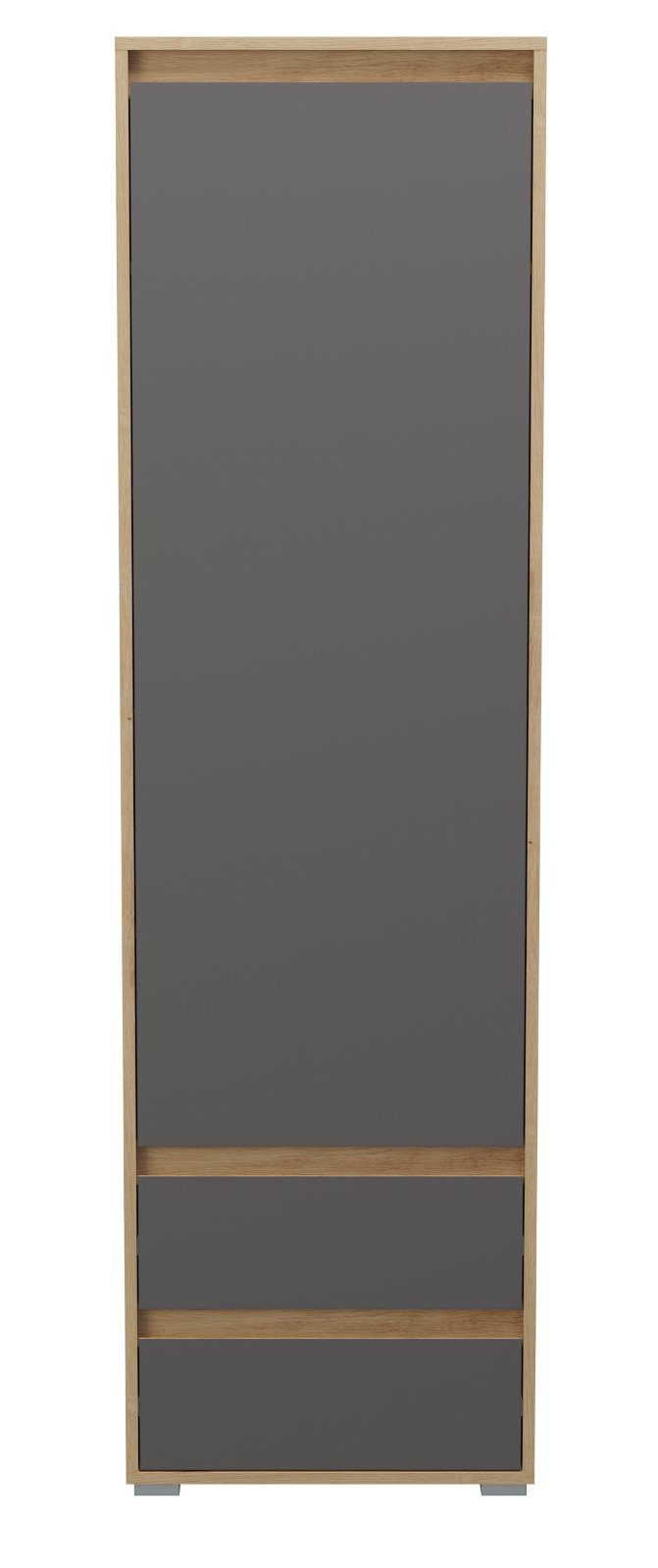 Eiche Garderobenschrank xonox.home Torino x cm) in Schubladen (Schuhschrank Inneneinteilung, Variable 190 54 grau, mit matt und