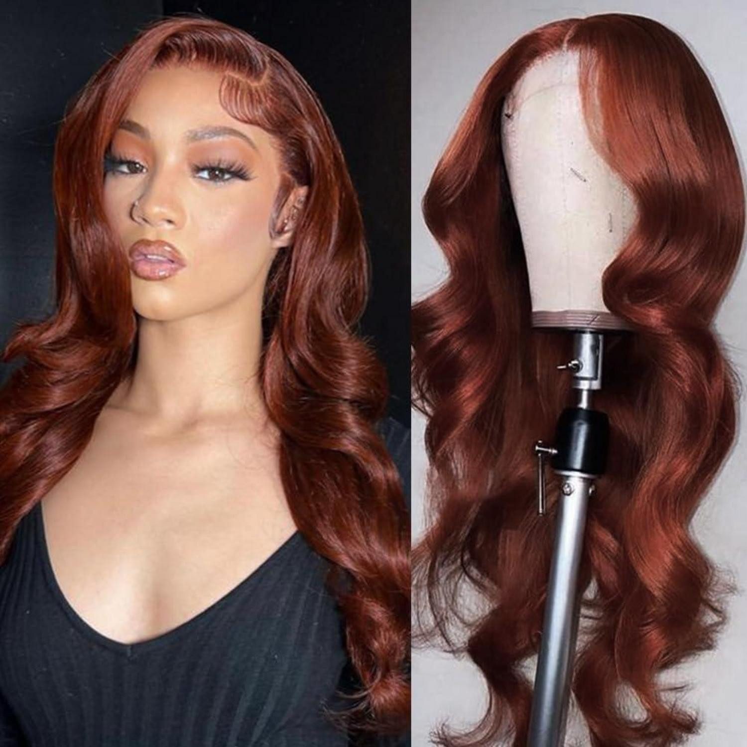 LuxusKollektion Echthaarperücke Perücke Lace Front Echthaar BodyWave 4x4 Babyhaar 70 cm 33A
