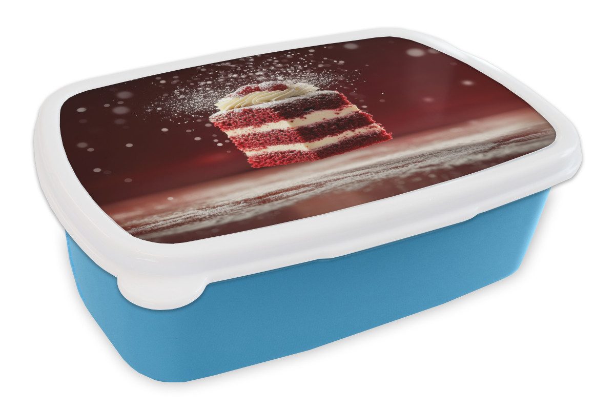 MuchoWow Lunchbox Rot - Samt - Torte - Essen, Kunststoff, (2-tlg), Brotdose, Lunchbox, Brotbox für Kinder und Erwachsene