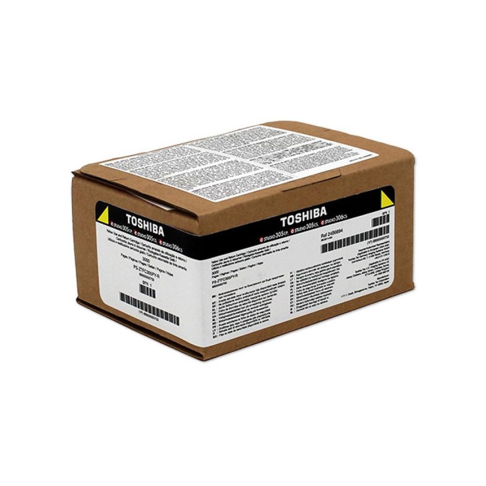 Toshiba Tonerkartusche Toshiba Toner T-FC305PY-R Gelb für e-STUDIO 305, (Toner, Kompatibel mit e-STUDIO 305 Serien), Original Toshiba Toner, Farbe: Gelb, Reichweite: 2400-4400 Seiten