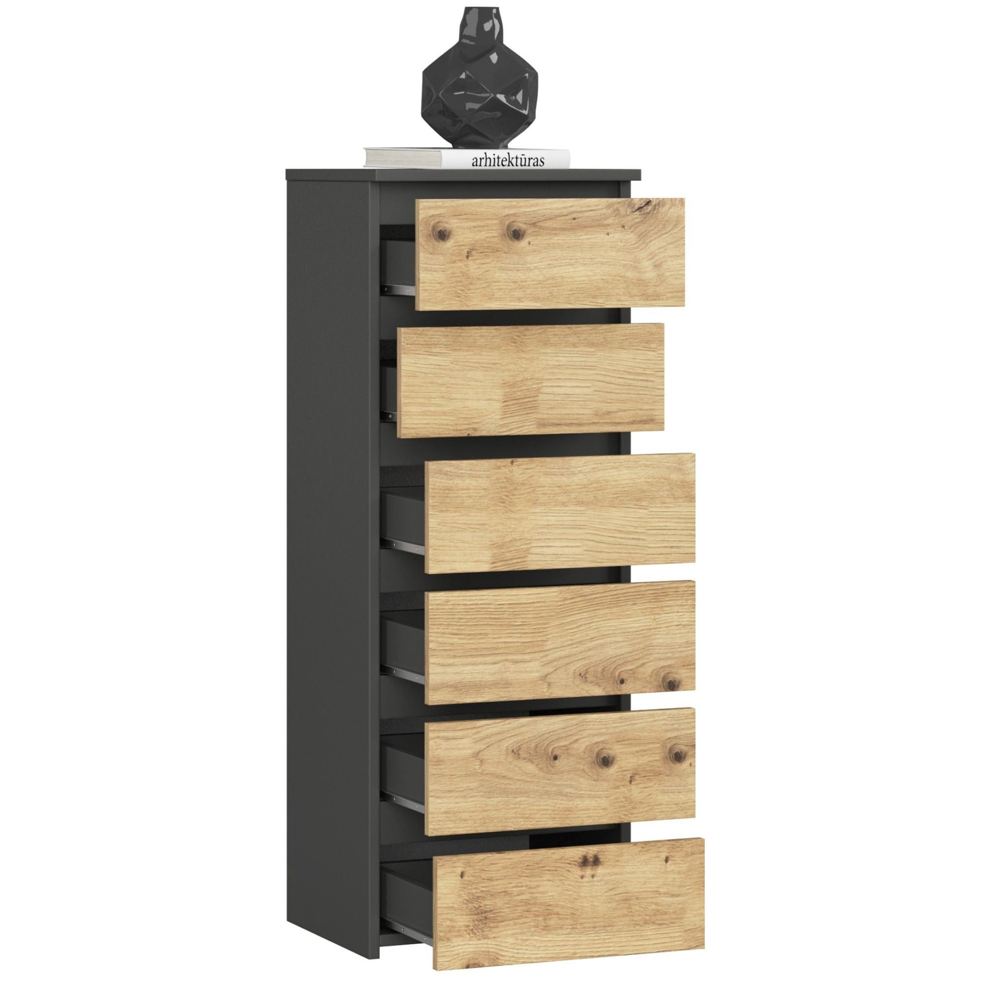 Raumhirsch Furniture Kommode mit 6 Schubladen 40 cm breit Schrank Wohnschrank, (viele Farbvarianten - Maße: 109 x 40 x 35 cm) - Hochwertig & stabil – Bild 3 von 5
