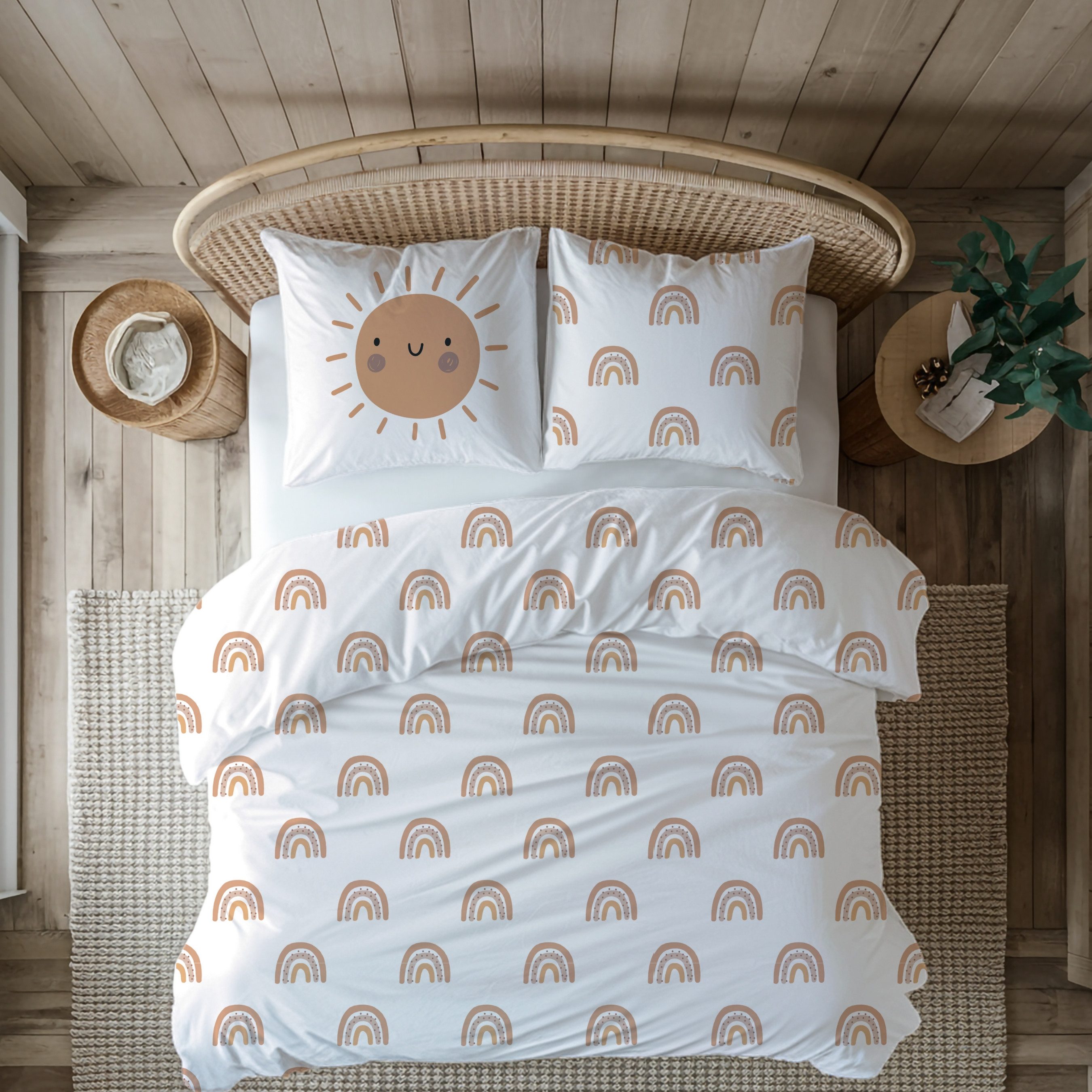 Kinderbettwäsche Sunrise Biber/ Flanell in 135x200 + 80x80 cm, Boho
