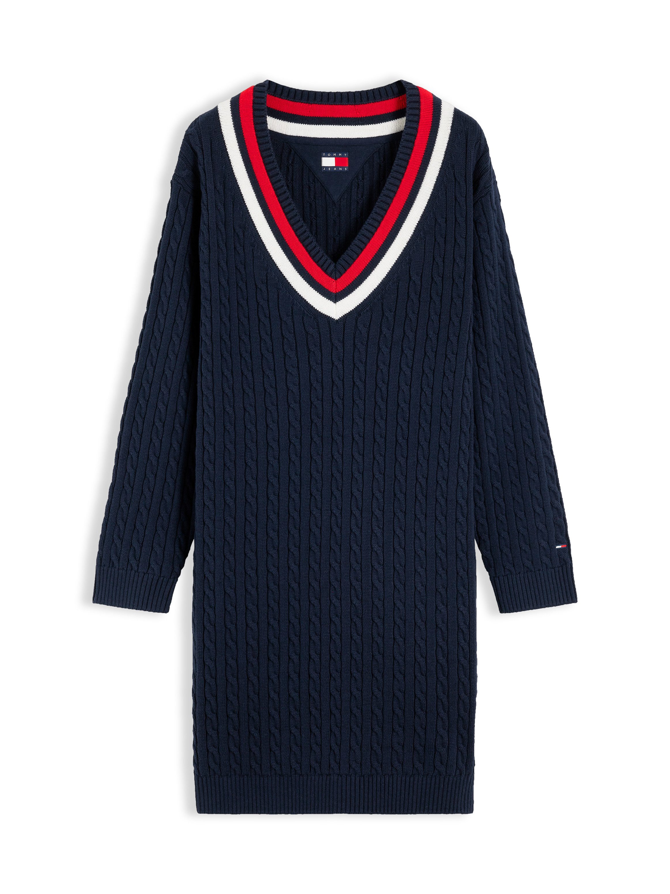 Tommy Jeans Strickkleid TJW CABLE RWB SWEATER DRESS EXT Baumwolle, mit Zopfmuster – Bild 5 von 5