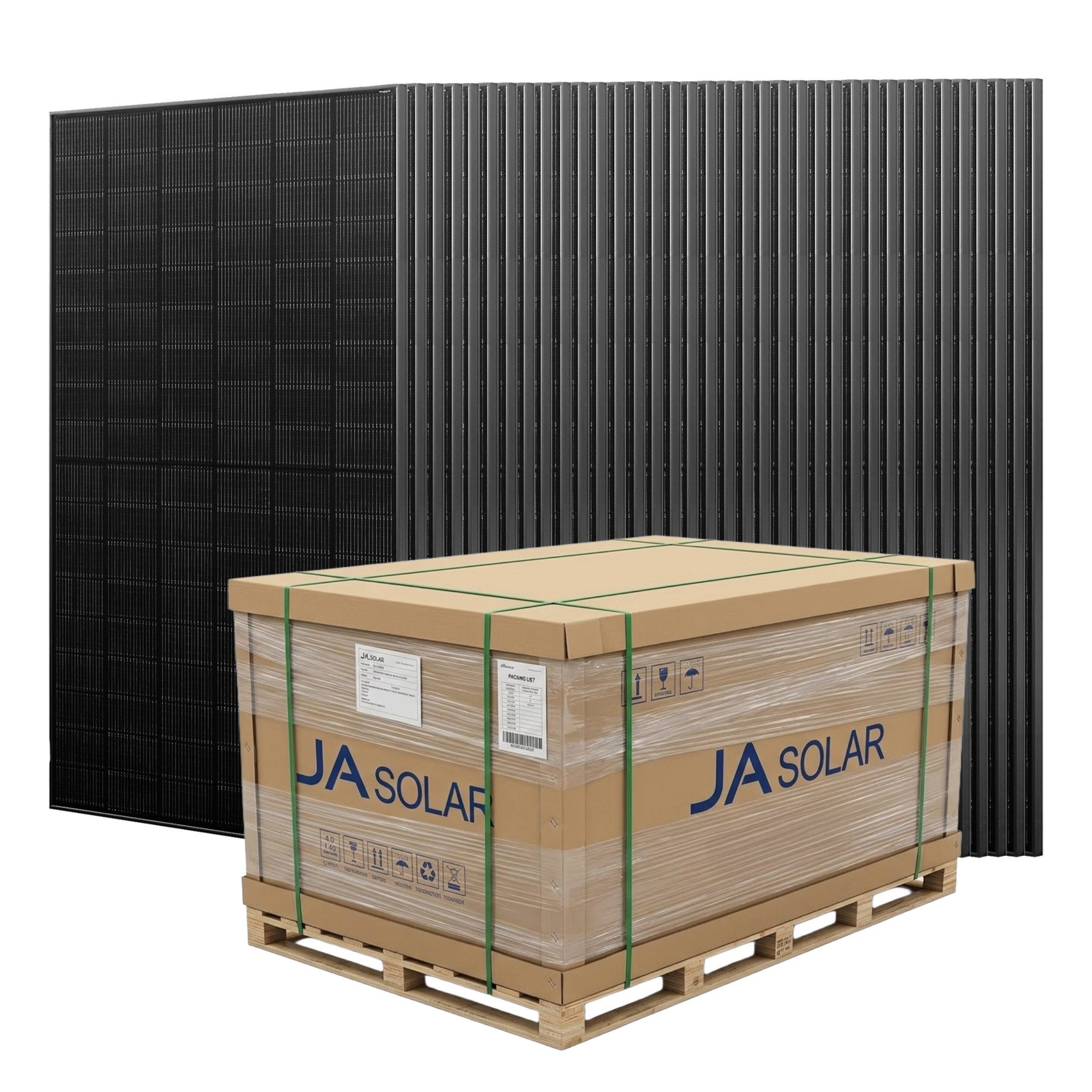 JA SOLAR Solarmodul Solarmodul 455W N-Type Bifazia Glas-Glas, 22.8% Efficiency full black, 455 W, (36-St., 22.8% Moduleffizienz), IP68