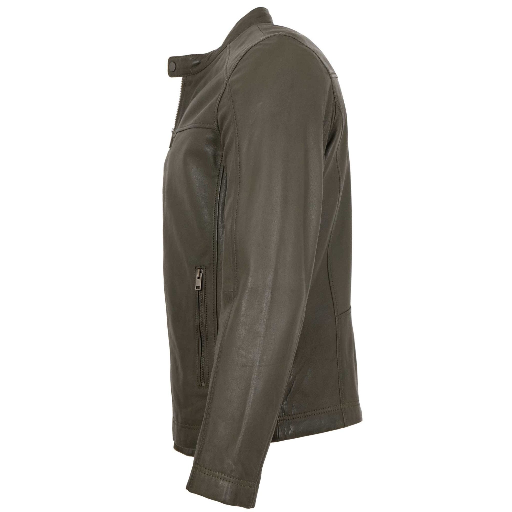 Jilani Lederjacke Jamie Jilani - Herren Lederjacke Lammnappa grün-grau