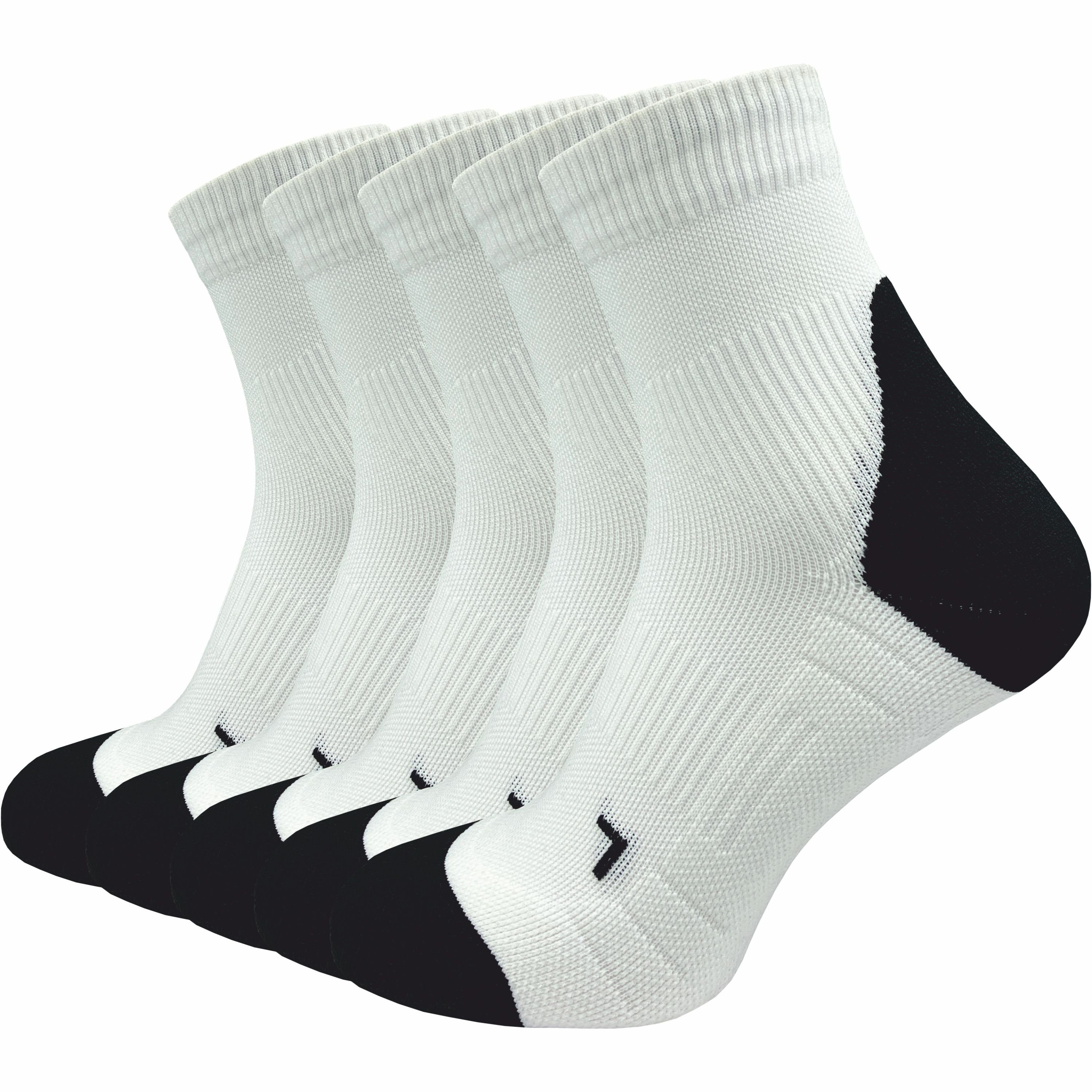 GAWILO Laufsocken für Herren mit Kompression und Polsterung in bunt,  schwarz & weiß (5 Paar) Anatomisch korrekt für den linken und rechten Fuß  gestrickt