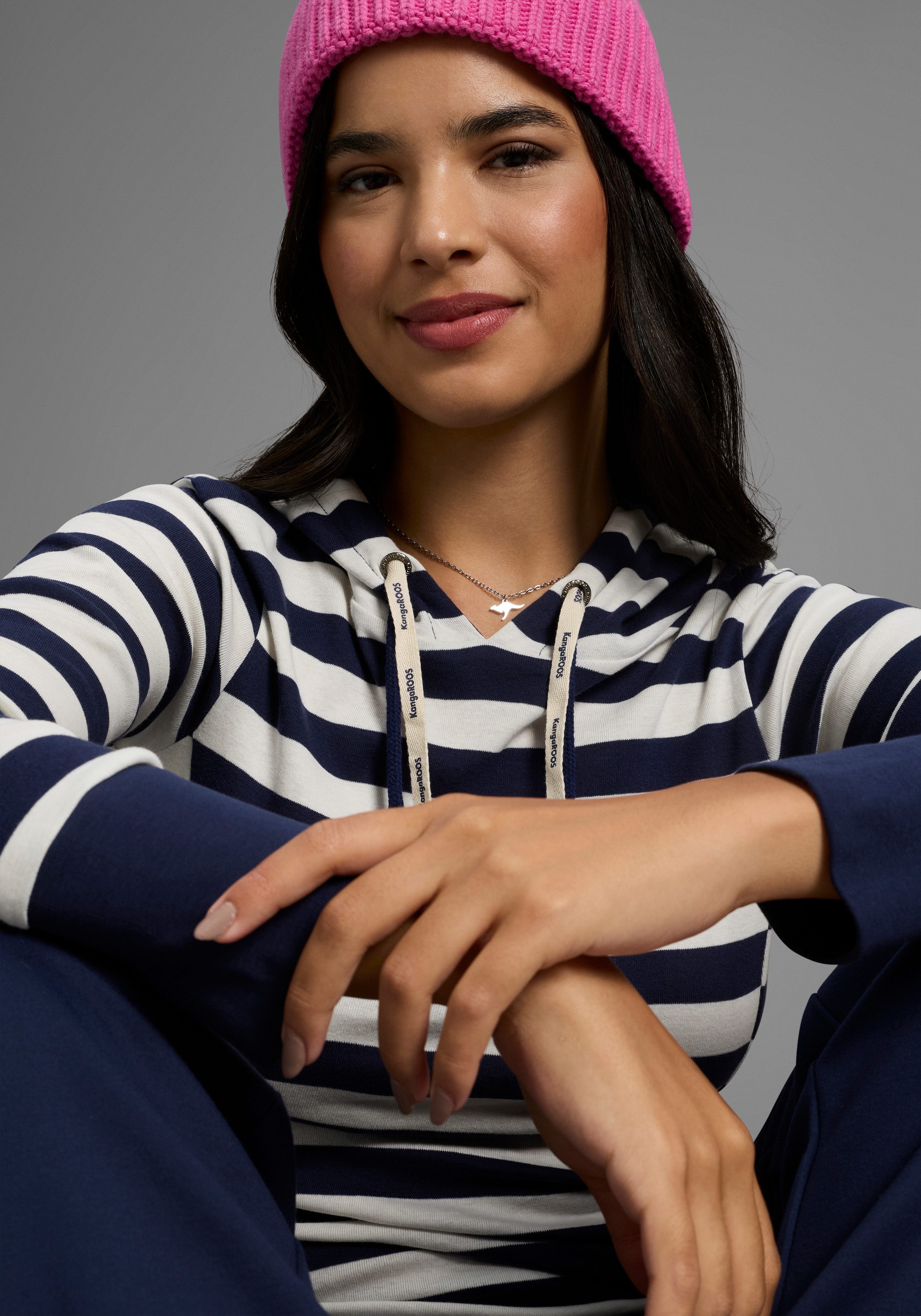 KangaROOS Kapuzenshirt mit Blockstreifen und doppelter Kordel