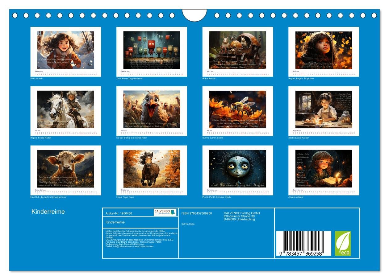 Thumbnail - CALVENDO Wandkalender Kinderreime (Wandkalender 2026 DIN A4 quer), CALVENDO Monatskalender