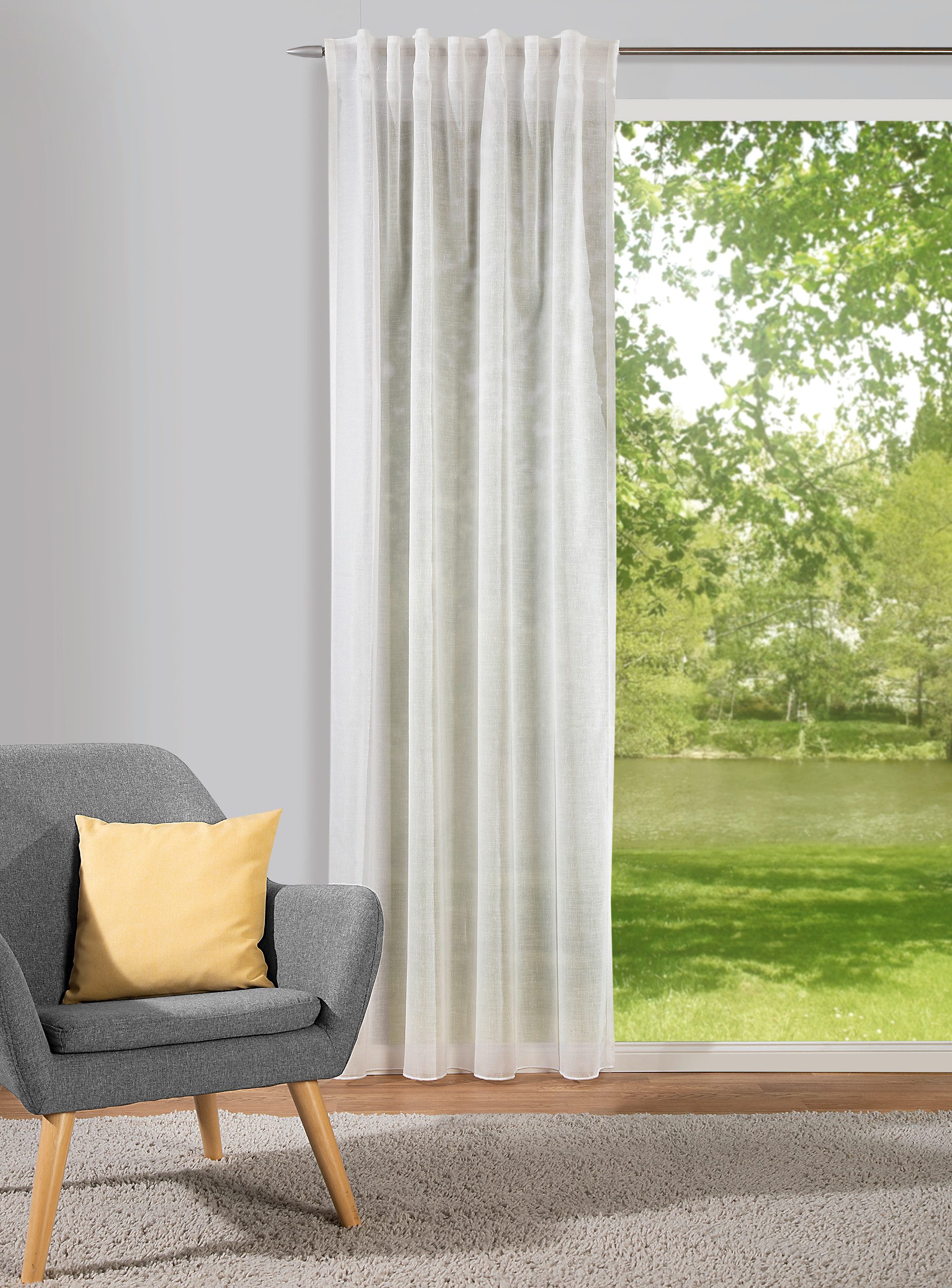 Verdi Vorhang Schal mit verdeckten Schlaufen Emine 140 x 245 cm (1 St), Multifunktionsband, halbtransparent