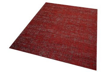 Outdoorteppich Teppich Wohnzimmer Teppich Kurzflor Baumwollteppich in rot grau, Teppich-Traum, rechteckig, Höhe: 9 mm