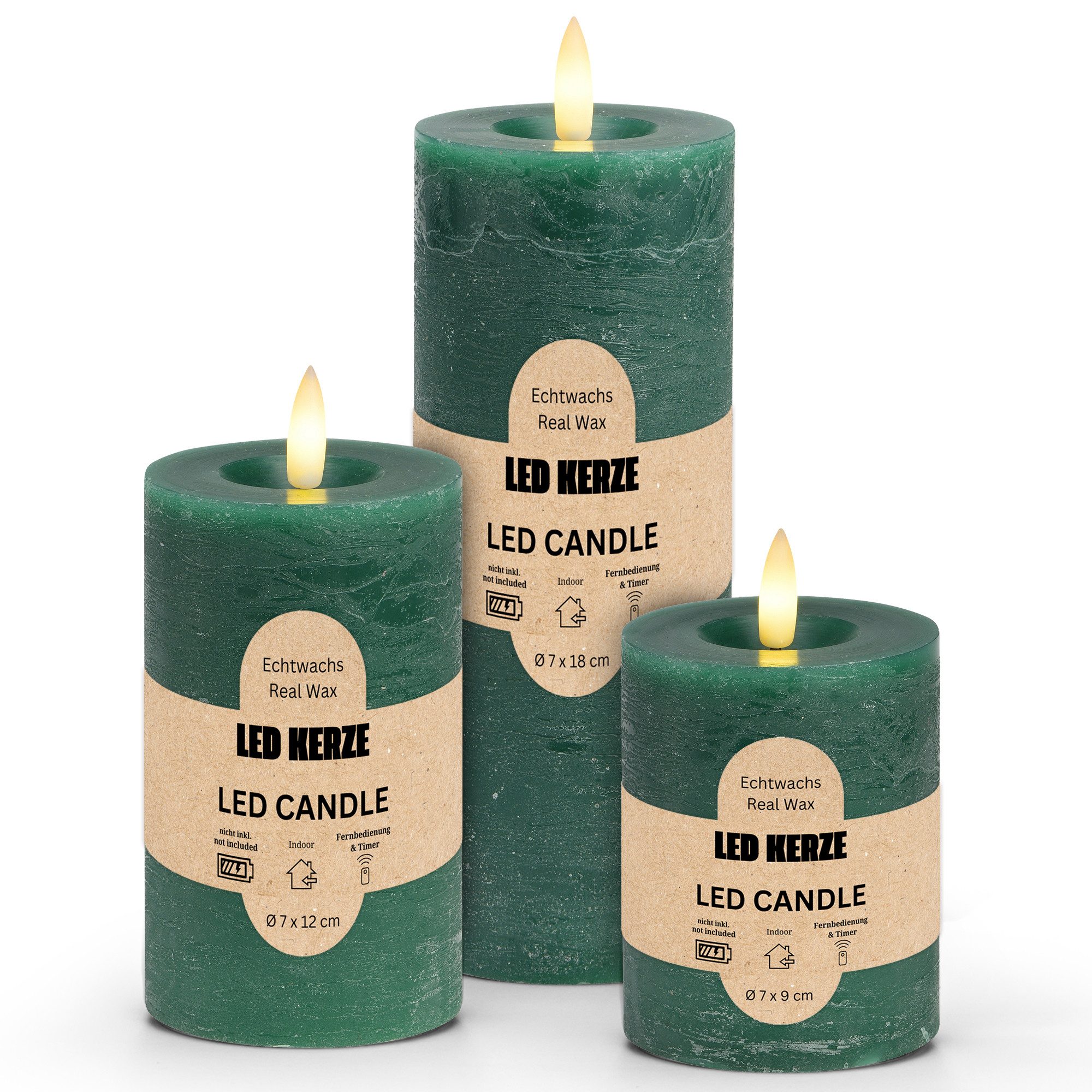 matches21 HOME & HOBBY LED-Kerze LED Stumpenkerzen 3er Wachs, Flackernde Fl günstig online kaufen